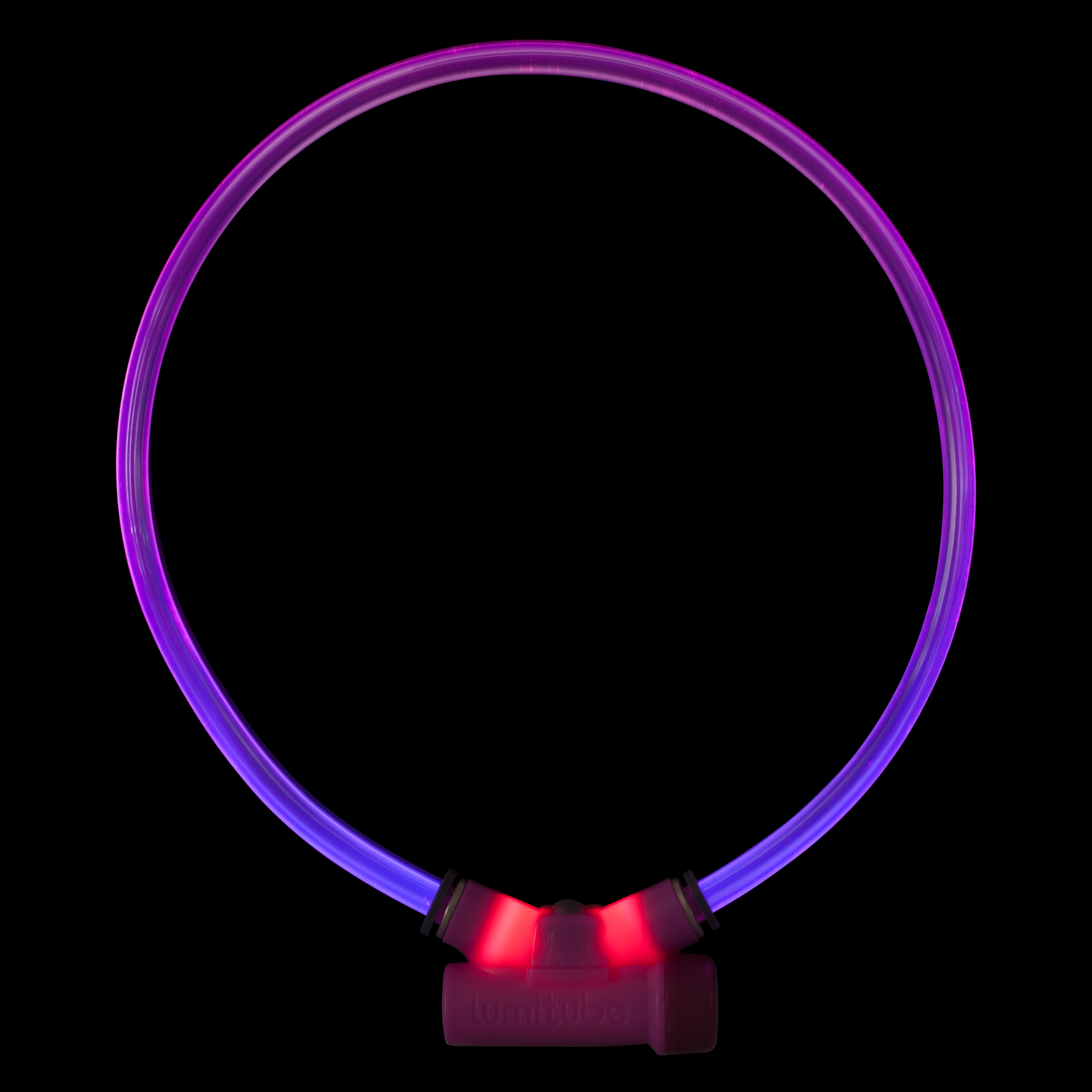 LT-ZZ-PU-SM LED-Hundehalsband mit violetten und roten Lichtern für Sichtbarkeit und Sicherheit bei Nacht.