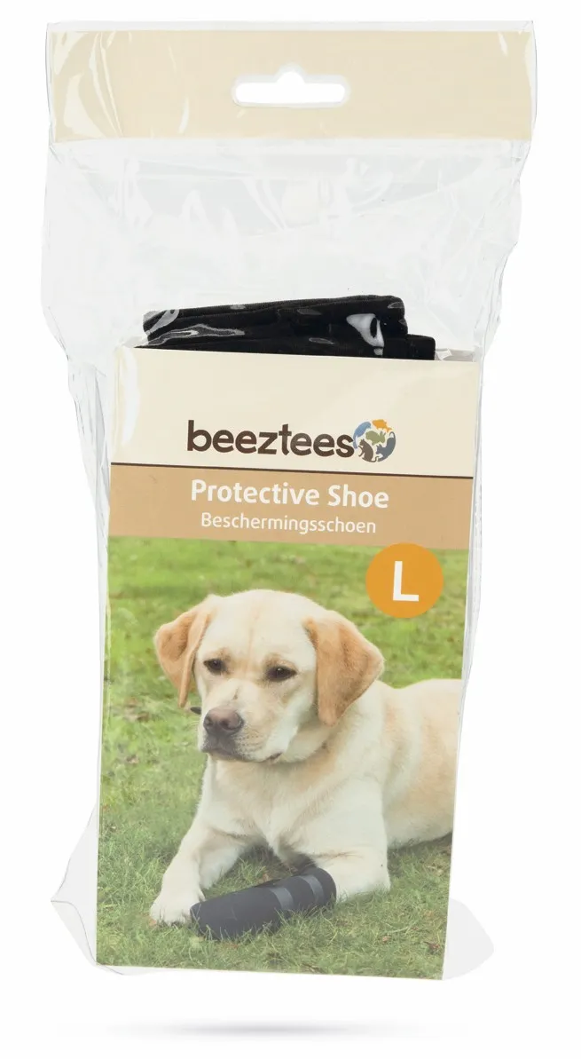 Schwarzer Schutzschuh für Hunde, Größe L, ideal zum Pfotenschutz bei Outdoor-Aktivitäten.